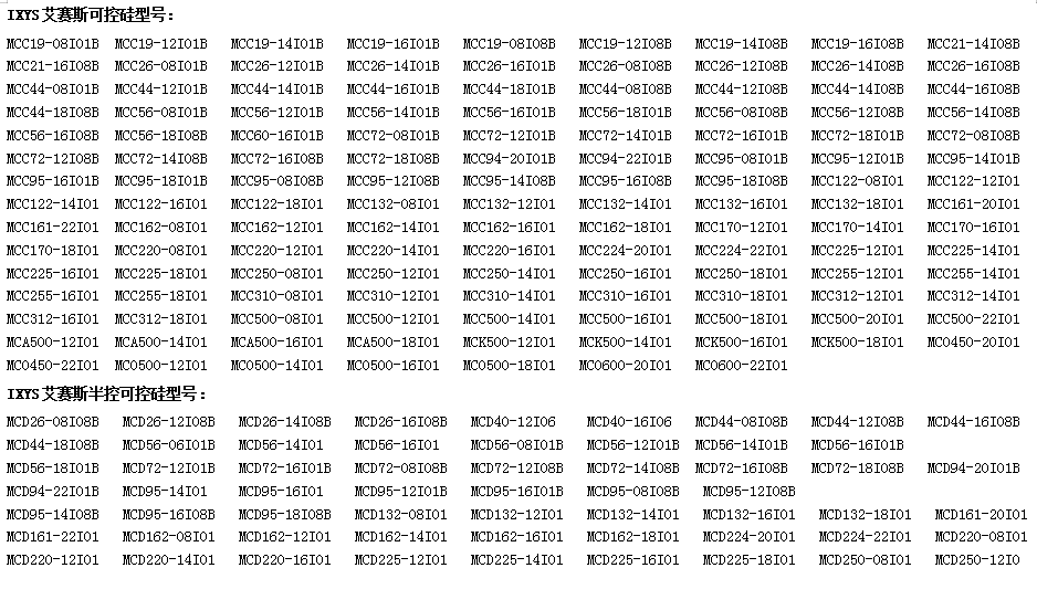 艾赛斯可控硅型号说明